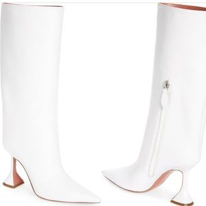 Amina Muaddi Fiona Pointed Toe Boot US8, 38EU NIB, White